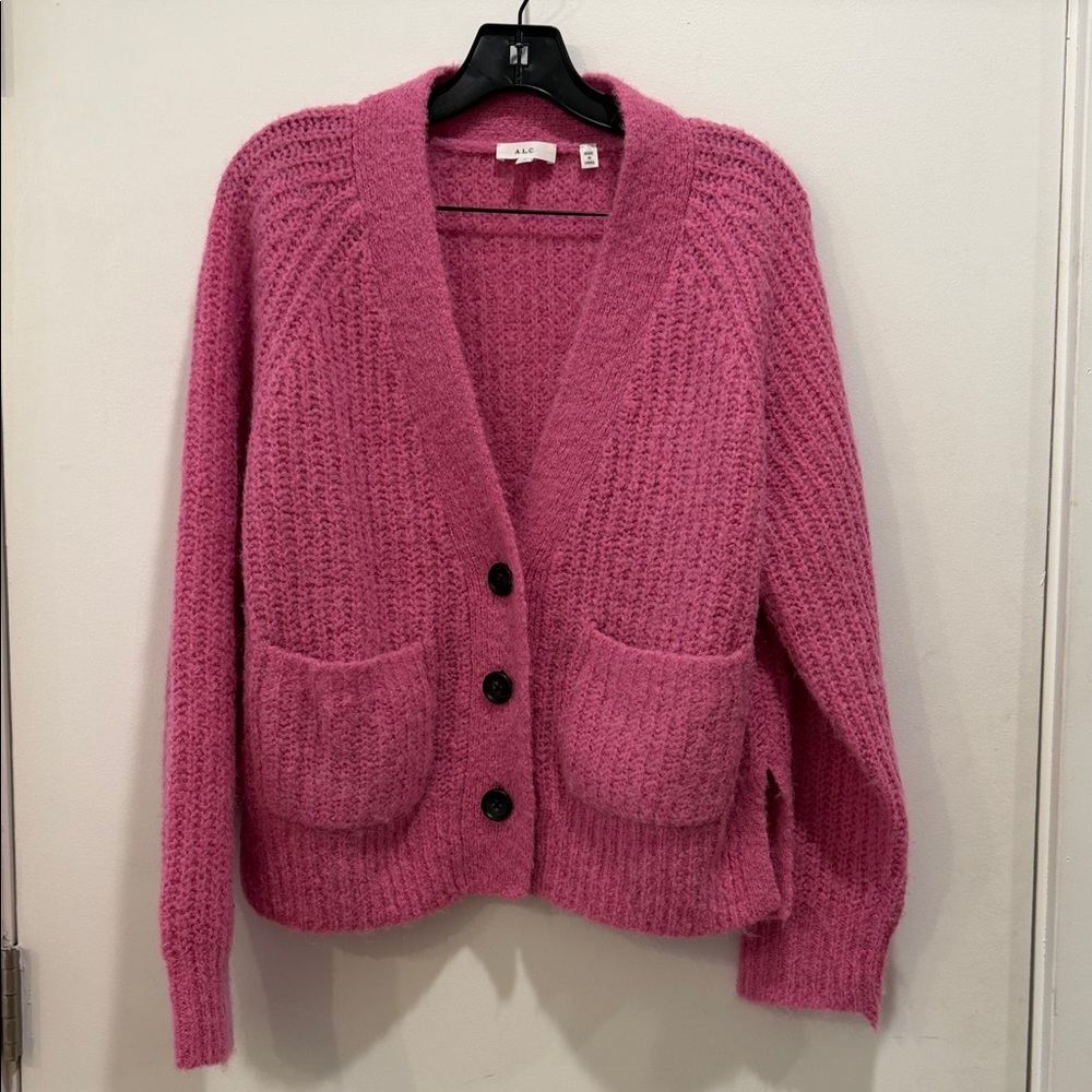 A.L.C. Cleveland Bubblegum Knit Cardigan, Sz Small - Picture 1 of 13
